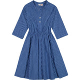 Gabriela Circle Checkered Elastic Waist Skirt Dress, Navy