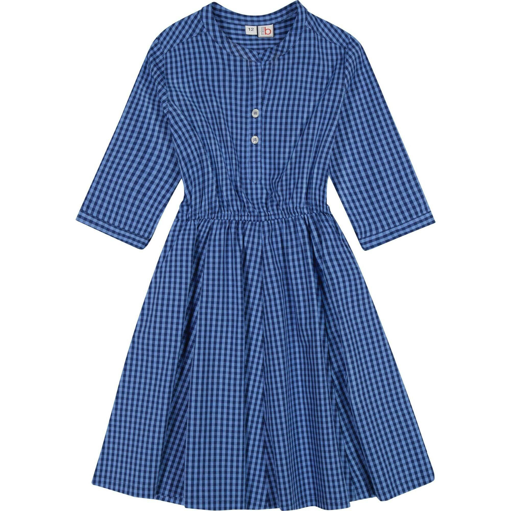 Gabriela Circle Checkered Elastic Waist Skirt Dress, Navy