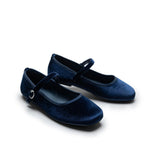 Navy Michelle Satin Velvet Flats