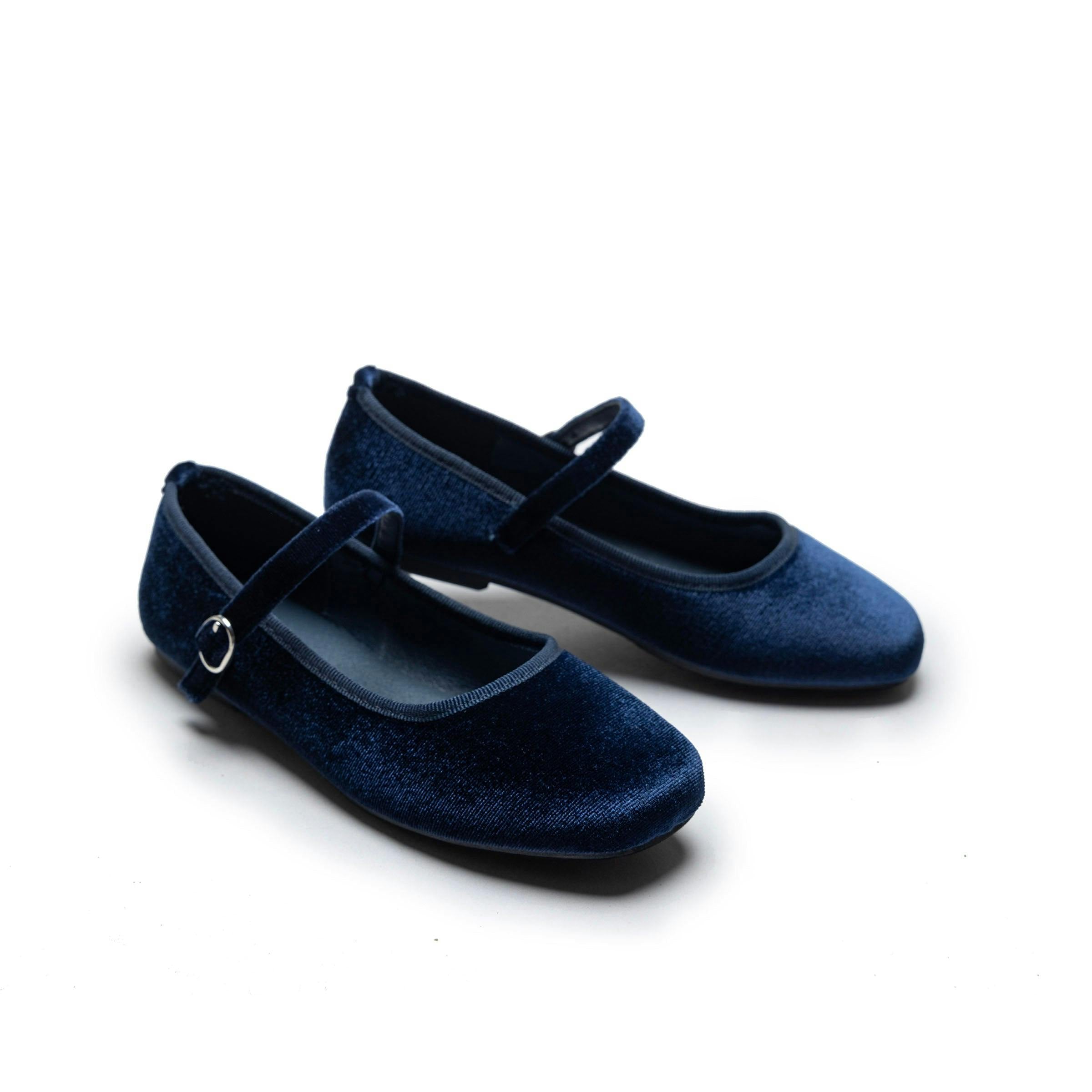 Navy Michelle Satin Velvet Flats