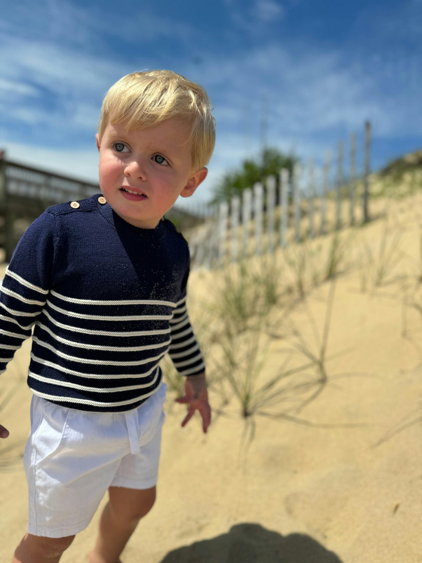 BRETON Navy/Cream Striped Baby Sweater