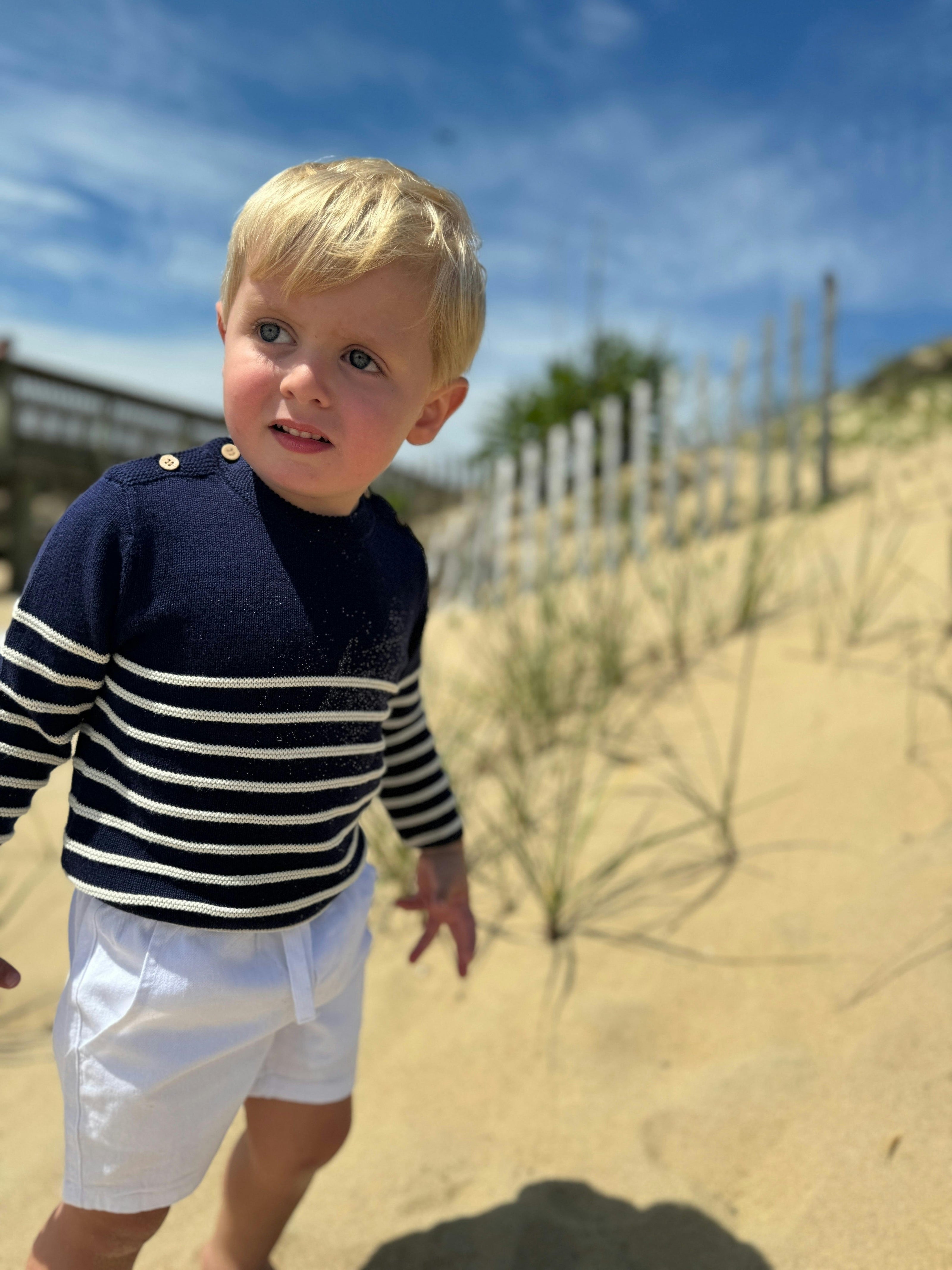 BRETON Navy/Cream Striped Baby Sweater