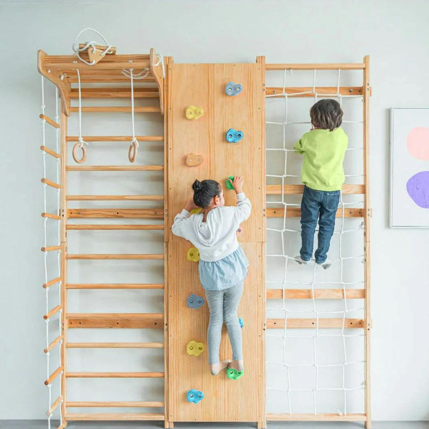 Walnut | Swedish Ladder Jungle Gym - Wall Mounted