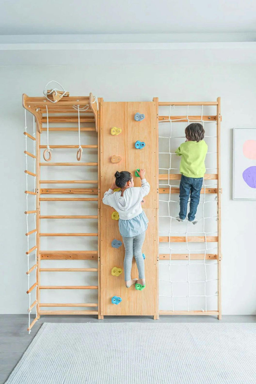 Walnut | Swedish Ladder Jungle Gym - Wall Mounted