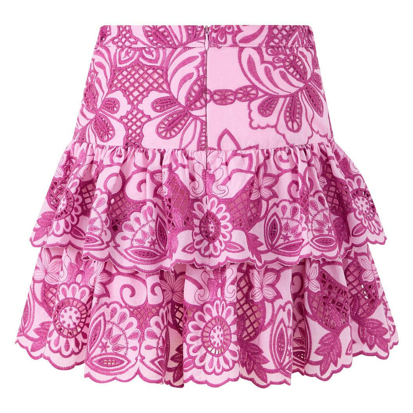 Alora Embroidered Frill Mini Skirt