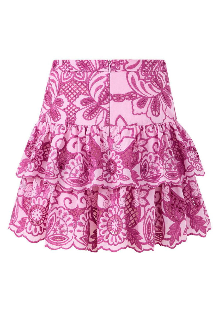 Alora Embroidered Frill Mini Skirt