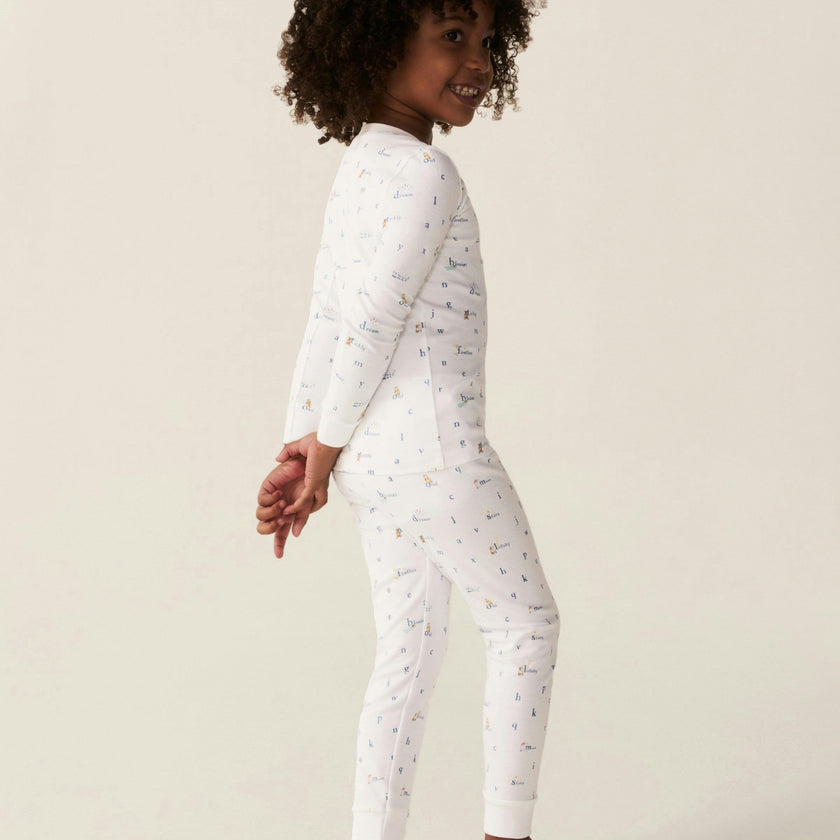 Kid's Pima Snug Fit Pajama Set in Letters and Lullabies