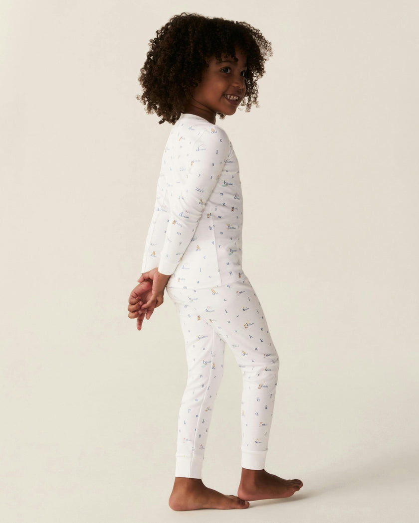 Kid's Pima Snug Fit Pajama Set in Letters and Lullabies