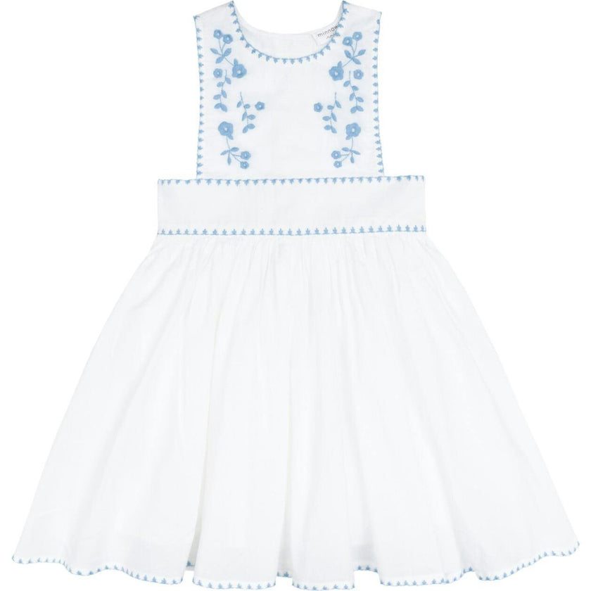 girls white embroidered pinafore dress