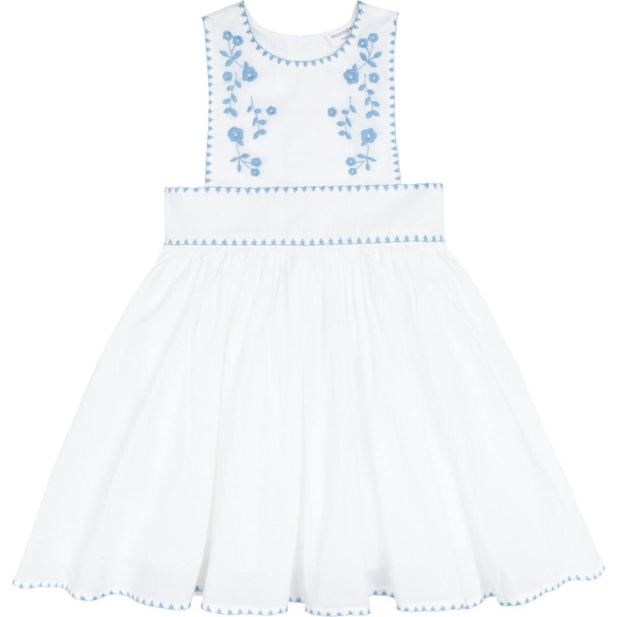 girls white embroidered pinafore dress