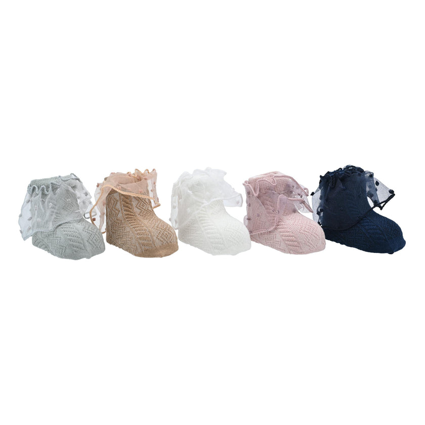 Dotted Tulle Trim Socks Set