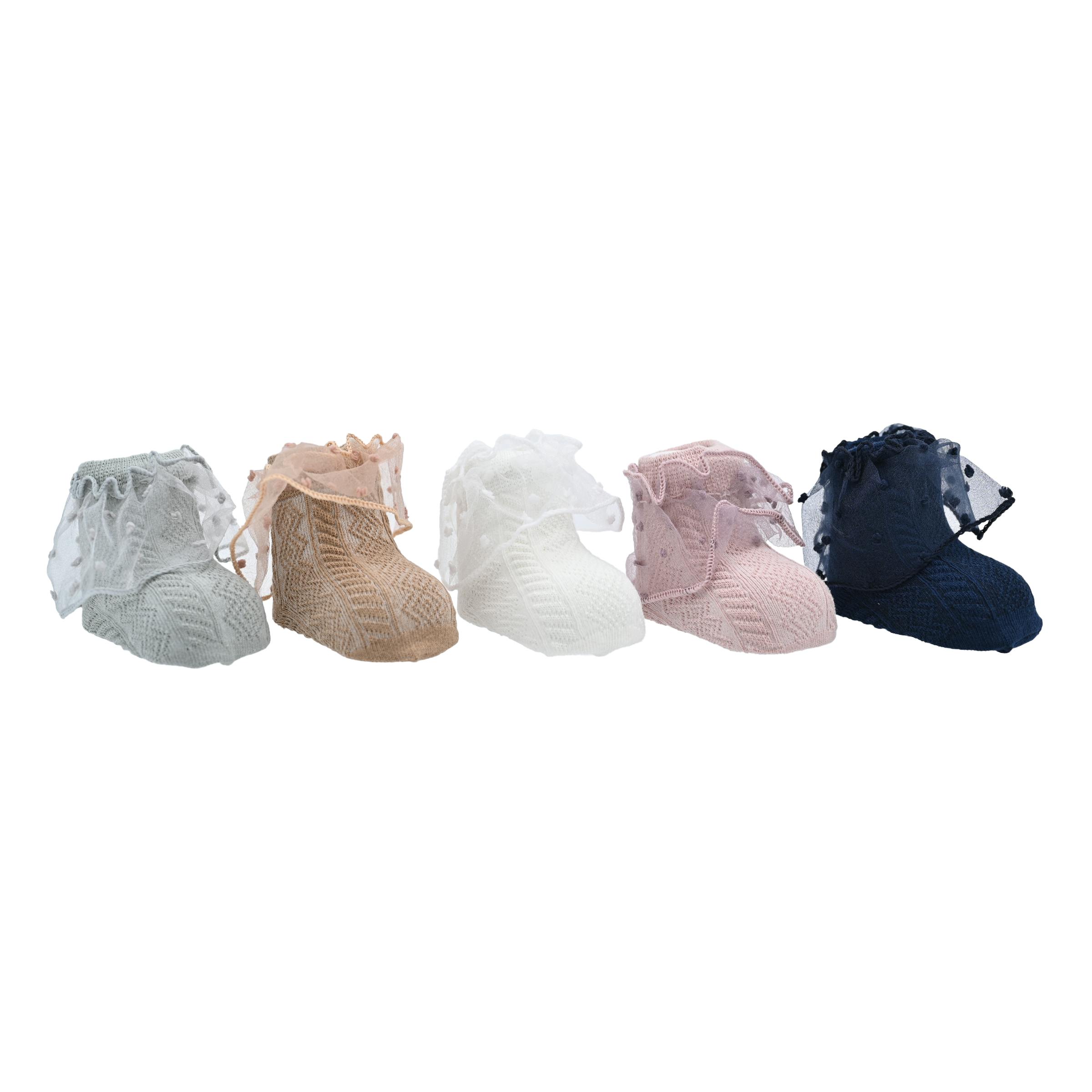 Dotted Tulle Trim Socks Set