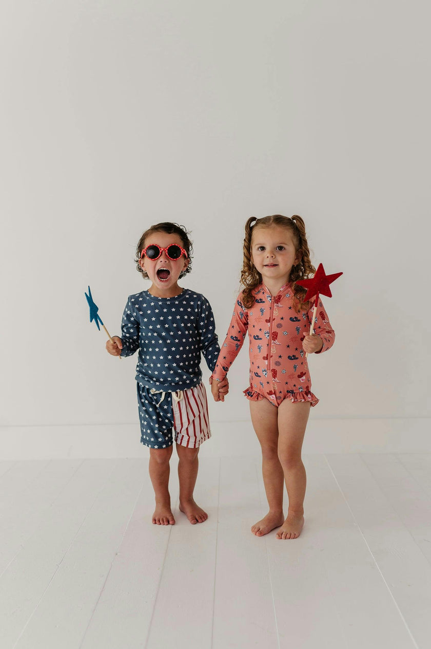 Girl's One-Piece Ruffle Rash Guard Swimsuit