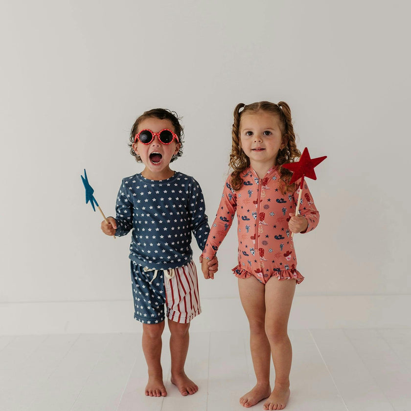 Girls One-Piece Ruffle Rash Guard Swimsuit in Maya Floral