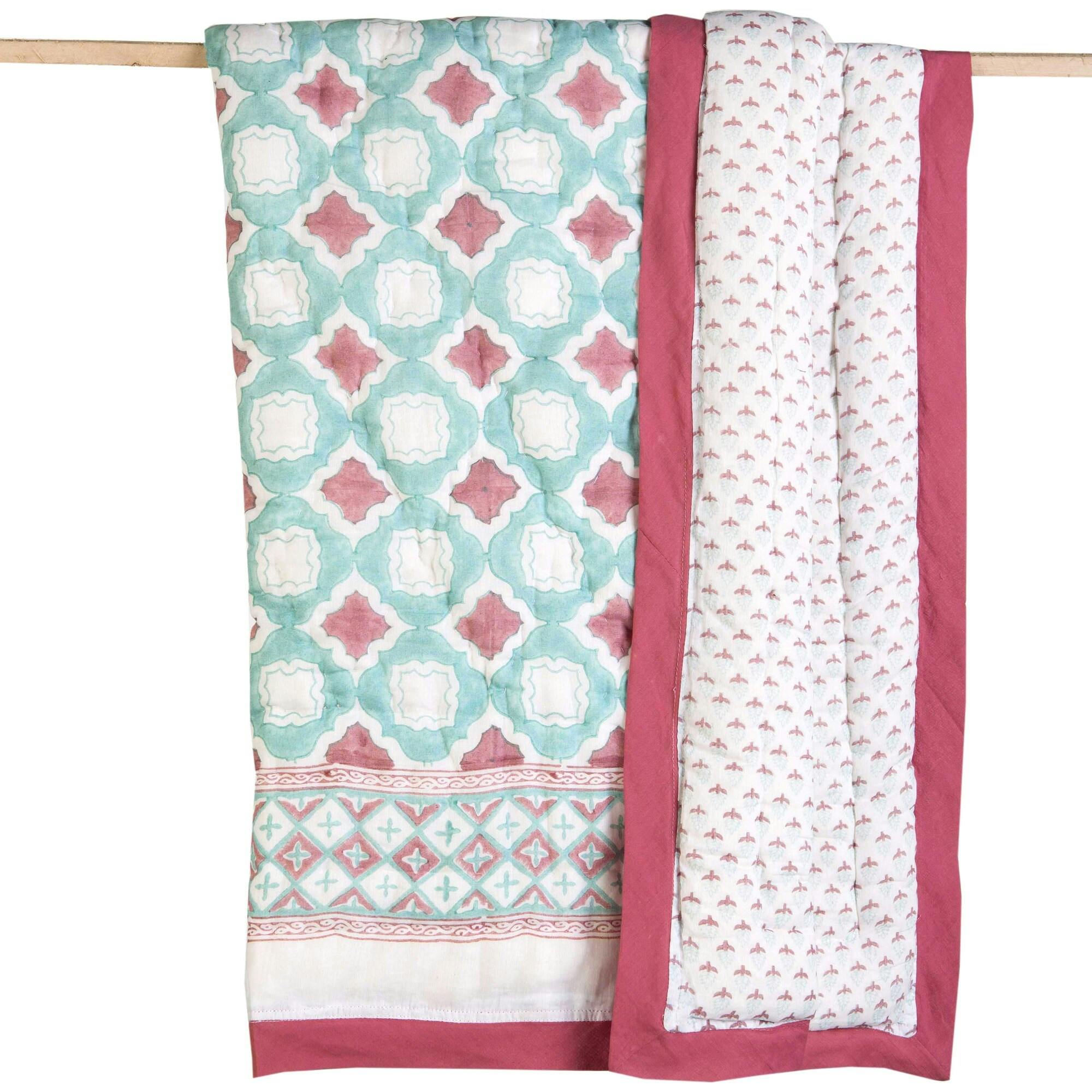 Block-Printed Cotton Crib Quilt