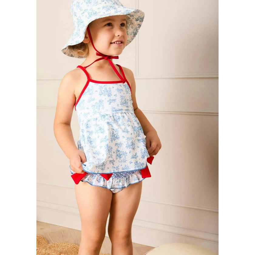 Audrey Toile Beach Hat in Blue (S-L)