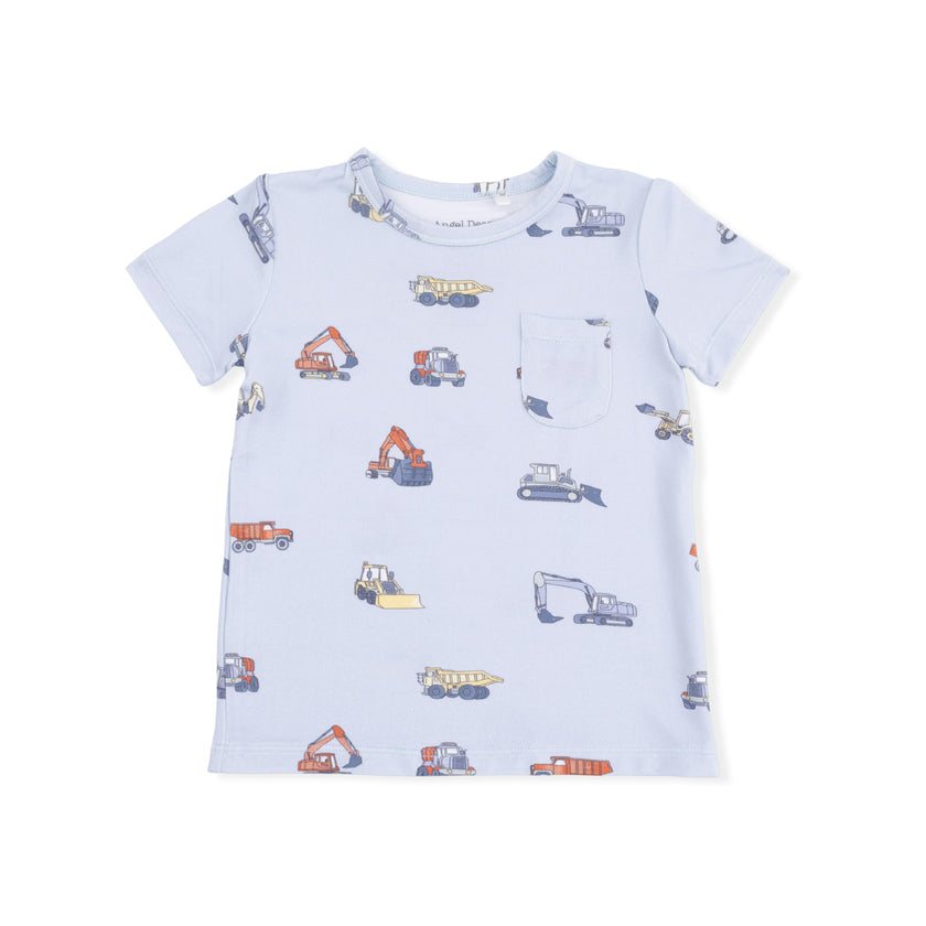 Construction Vehicles - Crew Neck Tee with Casual Short