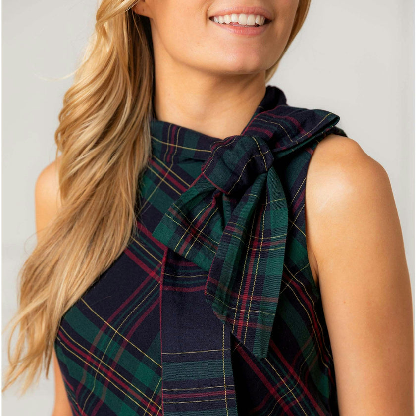 Organic Sleeveless Bow Neck Dress, Blue