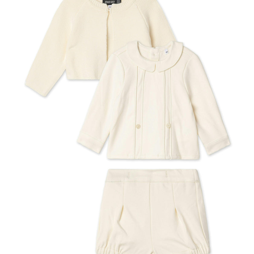 Woolen 2Pc Set with Cardigan Blue