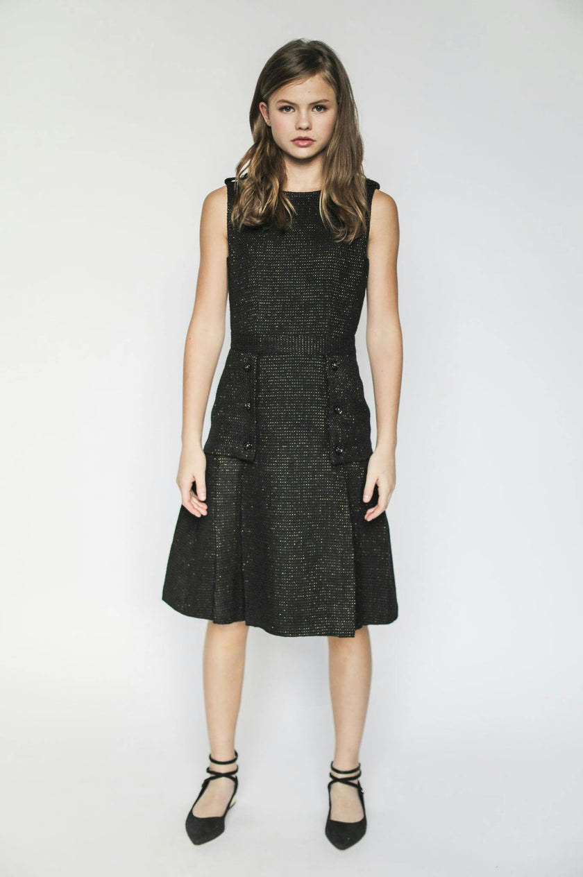Daphne dress (ivory with gold metallic thread)