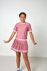 dusty pink polka dot dance tee