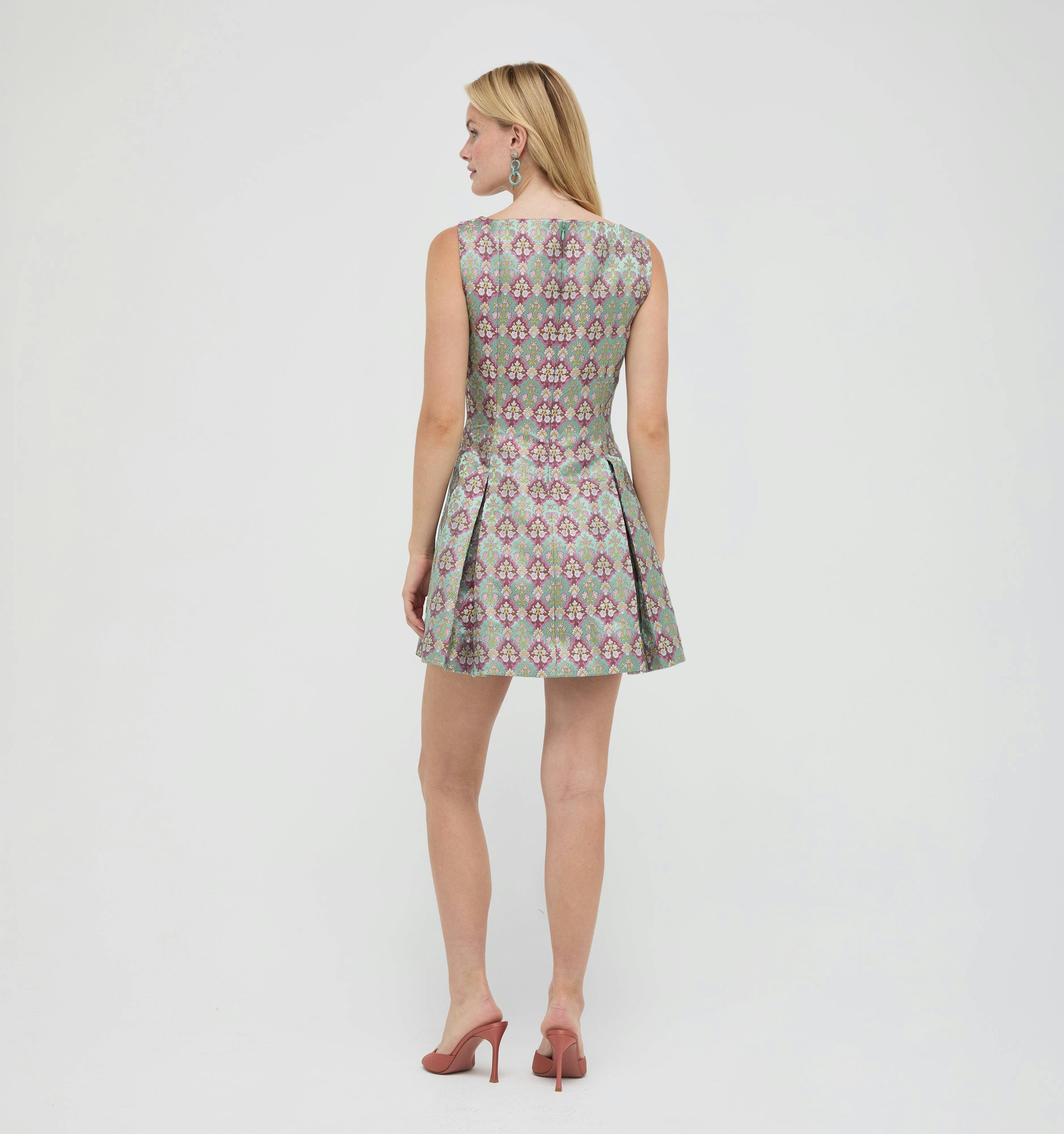 The Shayla Dress - Baroque Diamond Block Berry/Green