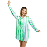 Women's Drawbertson Wild Stripes Night Shirt - Organic Cotton Poplin