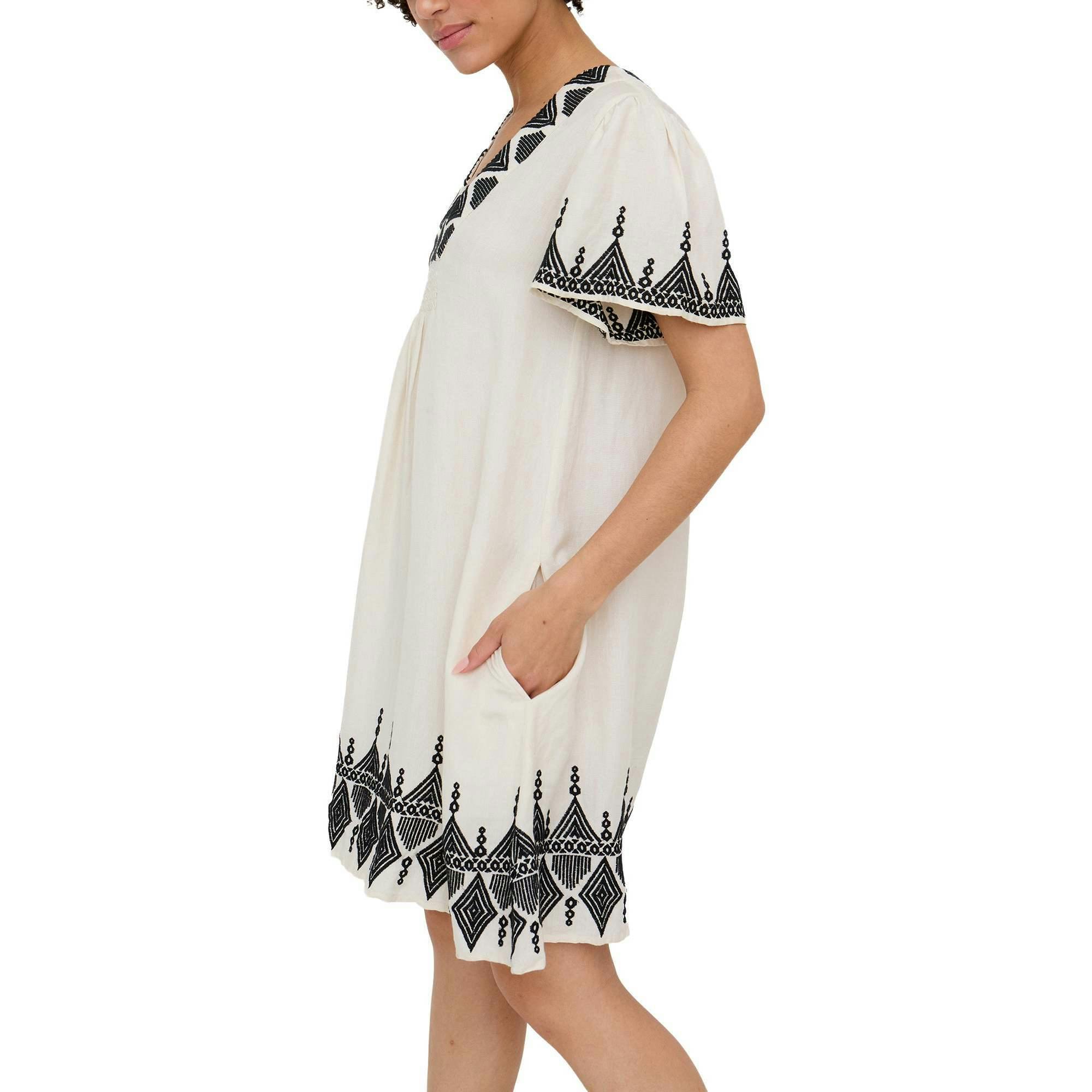 Liberty V-Neck Embroidered Mini Dress