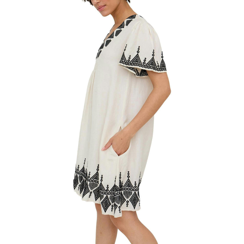 Liberty V-Neck Embroidered Mini Dress