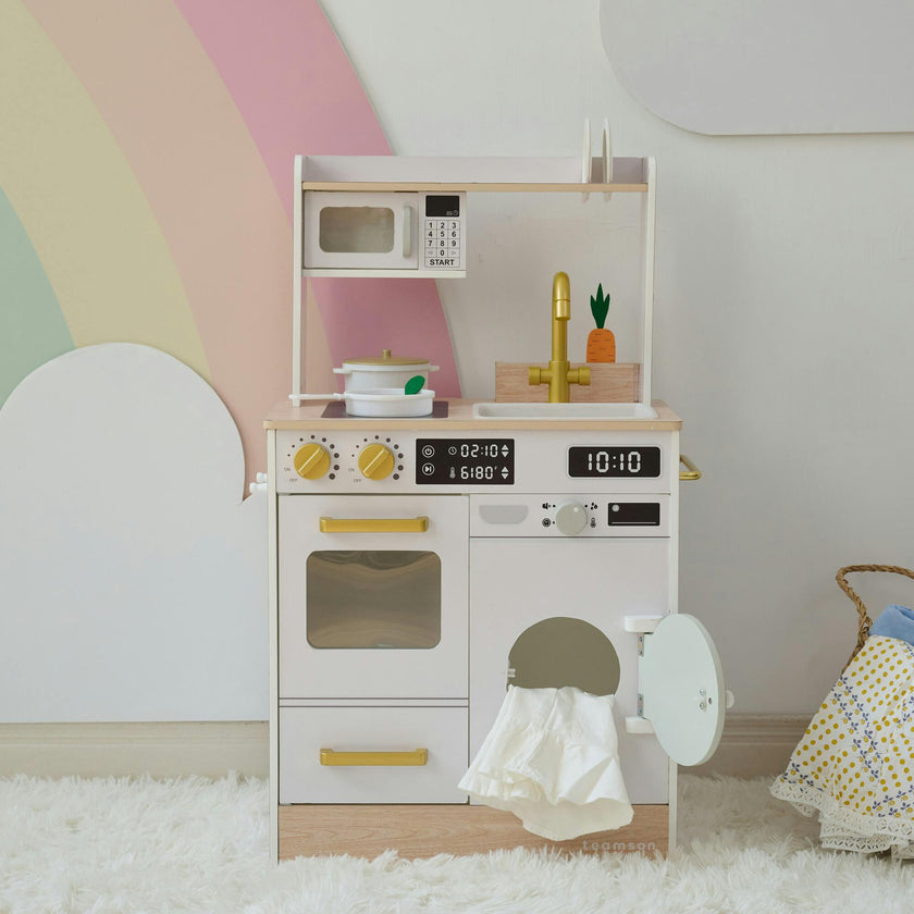 Teamson Kids Little Chef Lake Tahoe Wooden Play Kitchen - Washer & Mini Garden