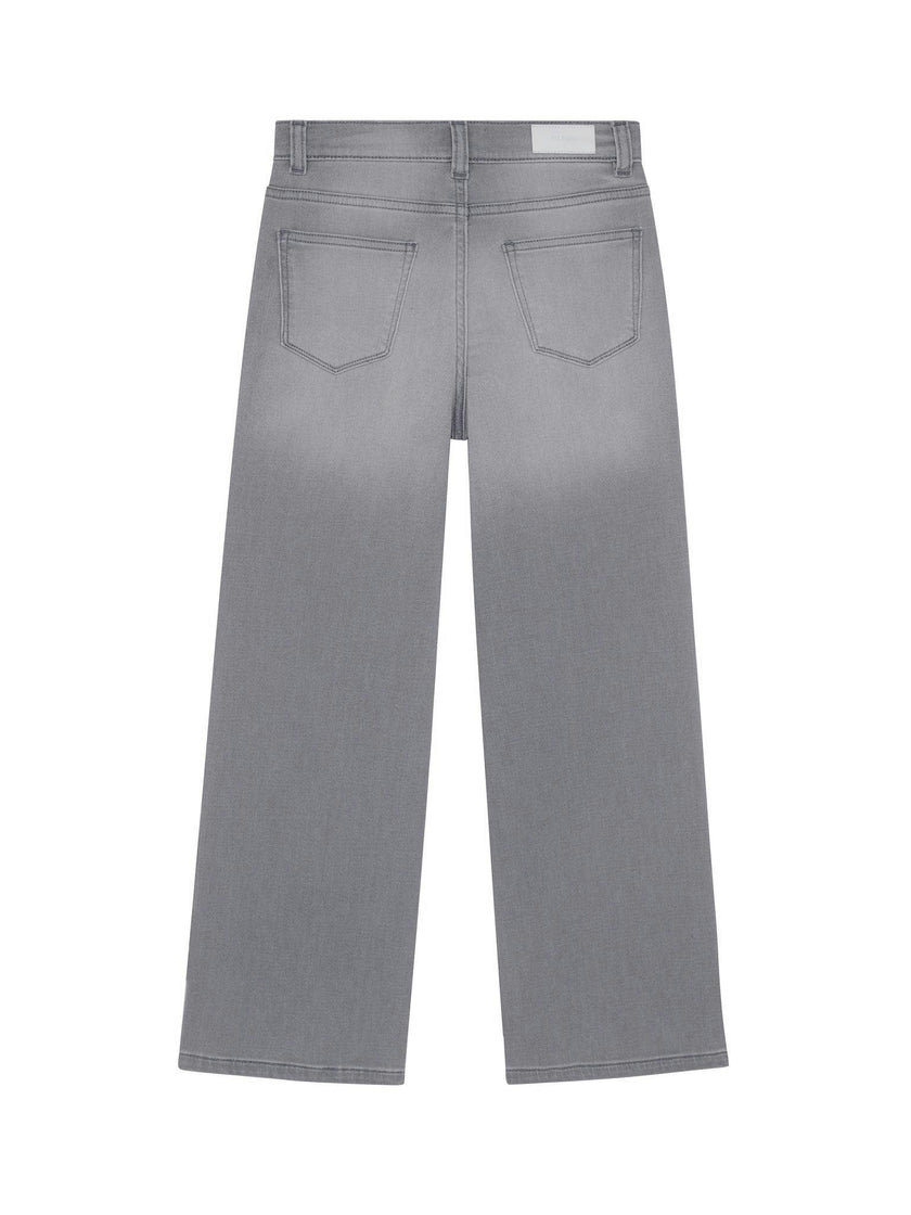 Lily Wide Leg Knit Denim Jeans | Washed Grey Knit