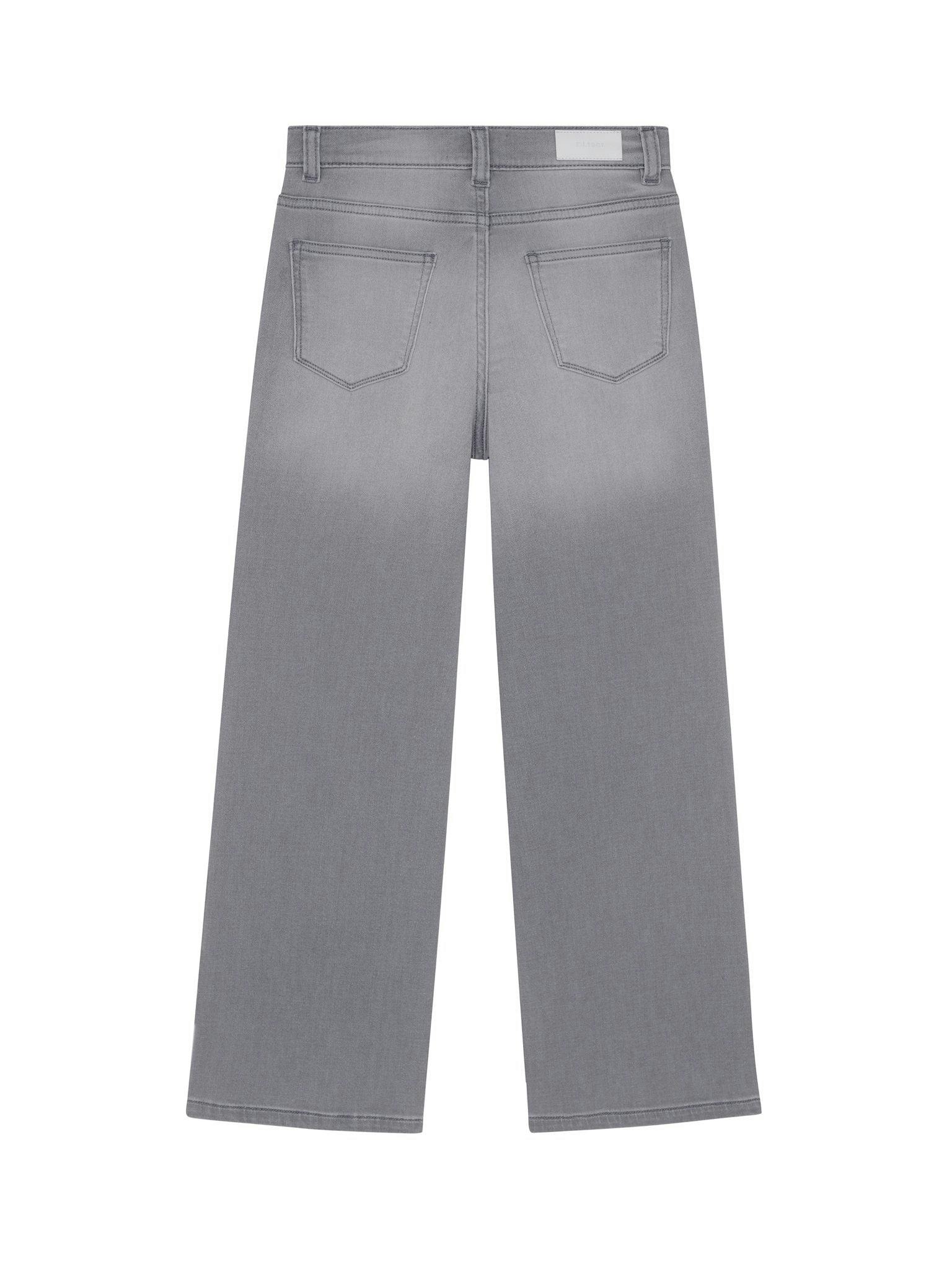 Lily Wide Leg Knit Denim Jeans | Washed Grey Knit