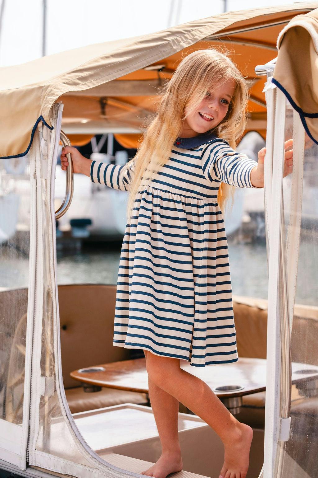 Marina Dress in Navy Stripe