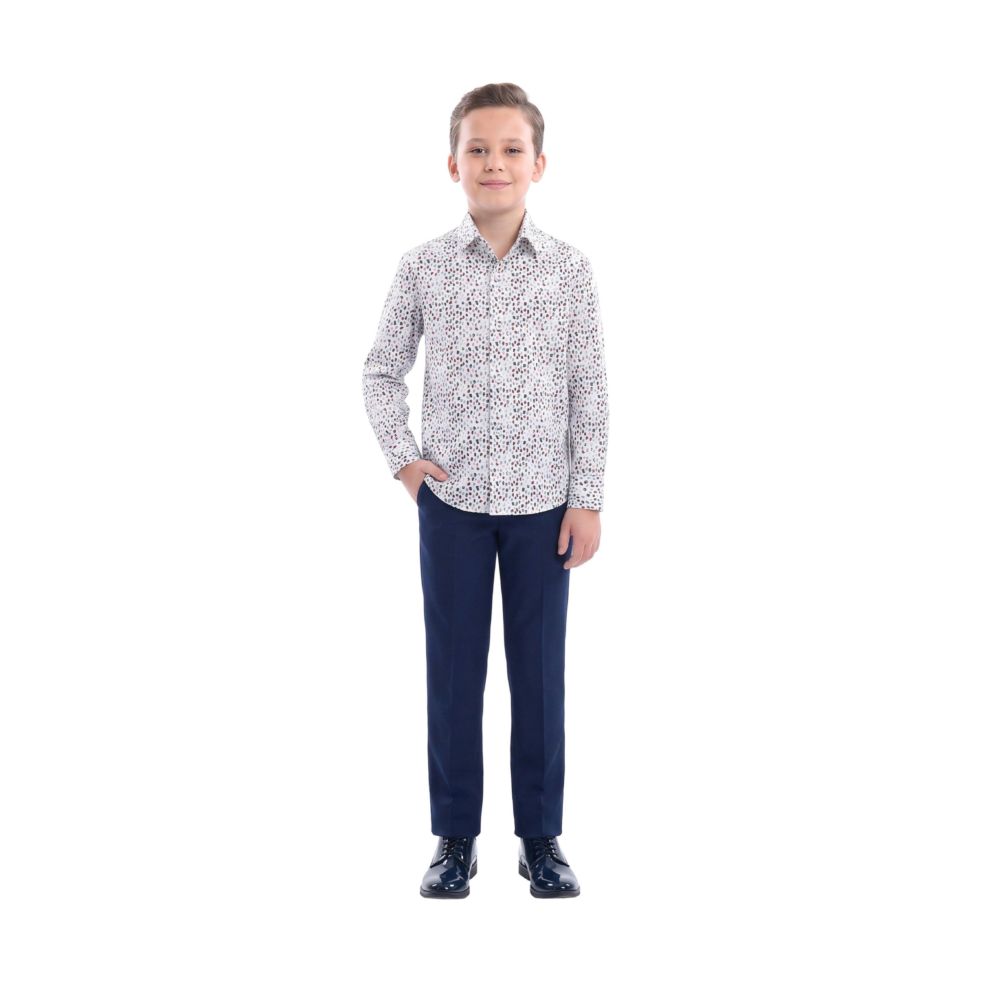 White Pebble Print Dress Shirt