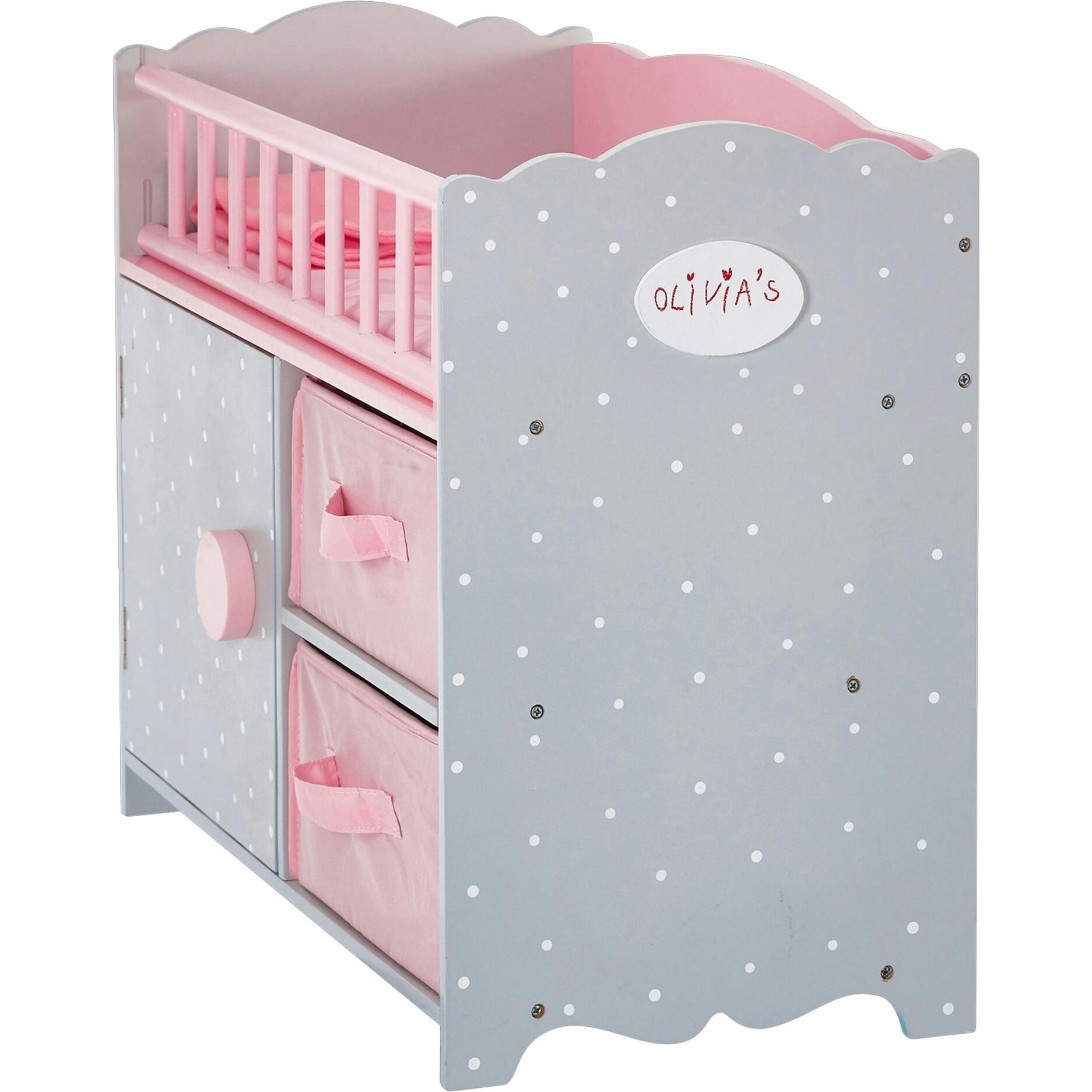 Olivia's Little World Wooden Baby Doll Crib & Cabinet