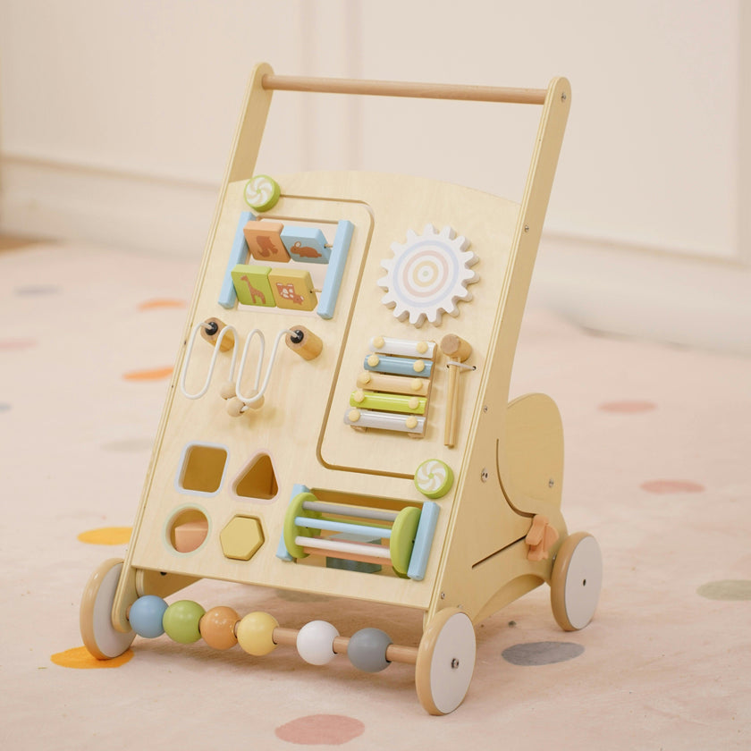 Wooden Baby Activity Walker with Sensory Play