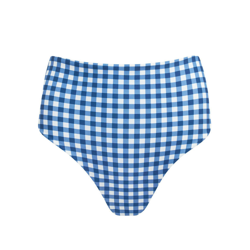 women's navy picnic gingham high waisted bikini bottom