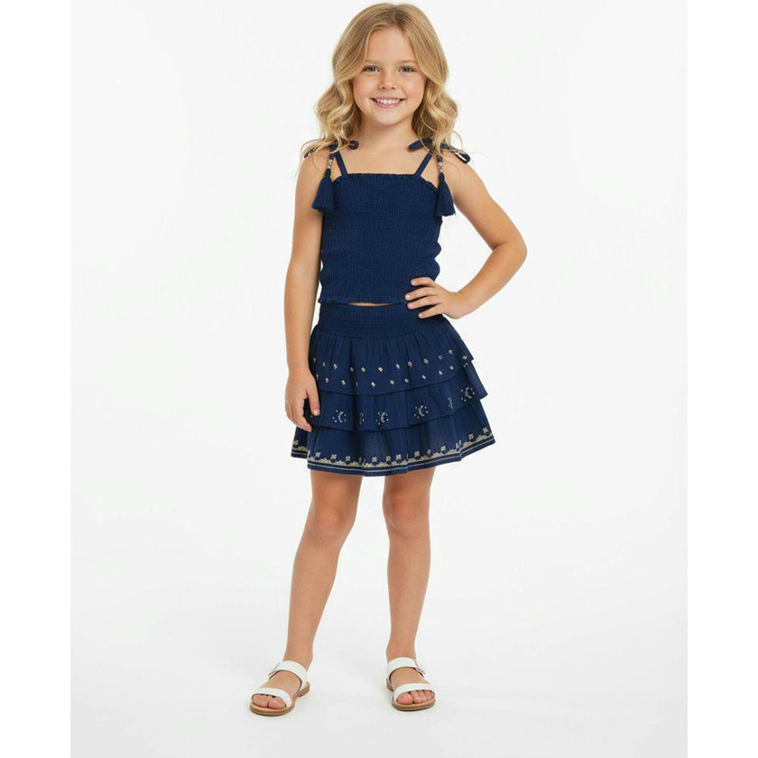 Louisa Top and Skirt Set Galaxy Embroidery, Blue