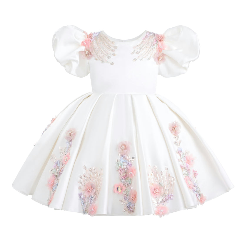White Noeline Floral Appliqué Dress