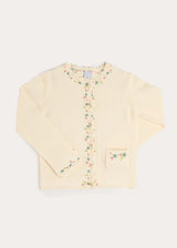 Wildflower Embroidered Openwork Detail Cotton Cardigan in Cream (18mths- 10yrs)