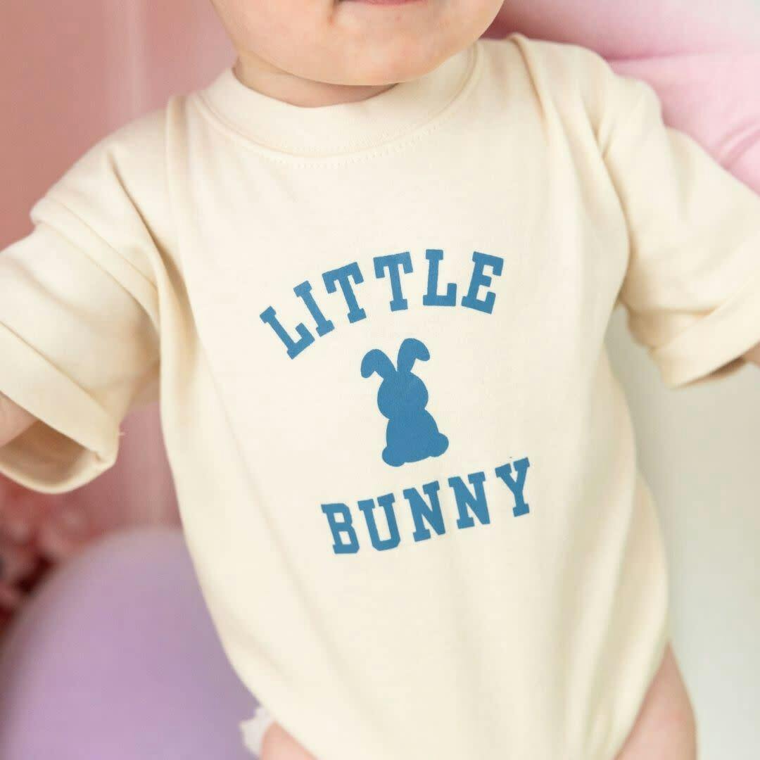 Little Steel Blue Easter Short Sleeve Romper