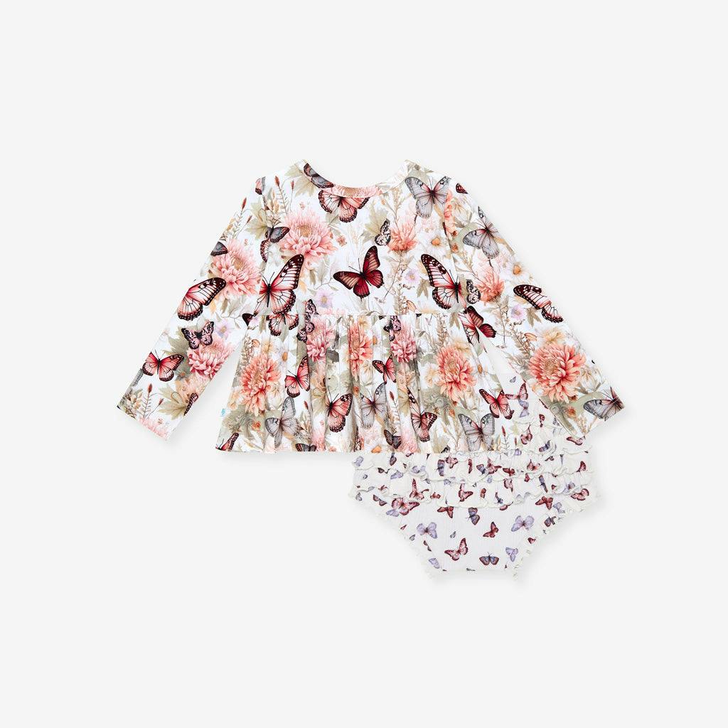 Leanne Peplum Ruffled Pointelle Bummie Set