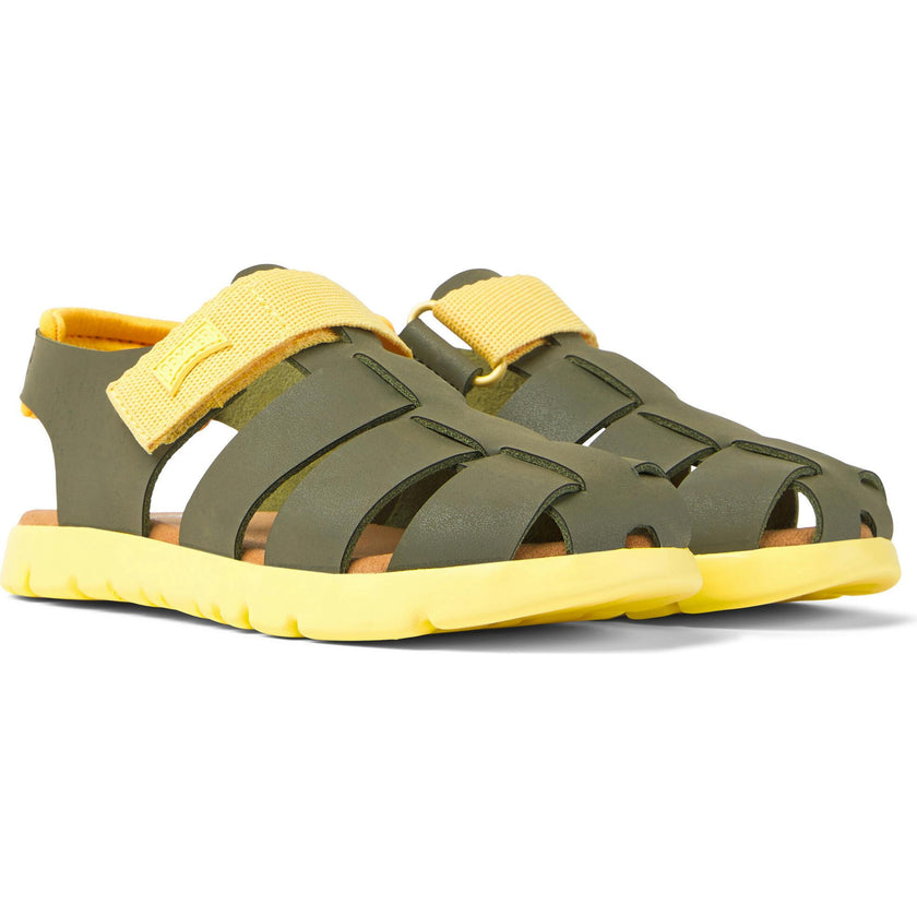 Oruga Sandals, Medium Green & Yellow