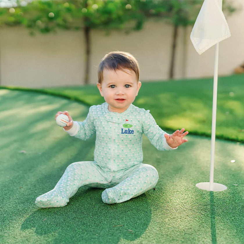 Parker Boys' Zipper Pajama - Golf Putting Green
