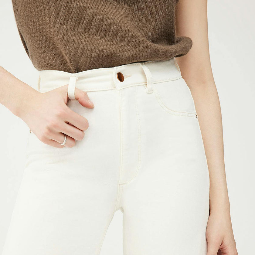 Hepburn Wide Leg High Rise Vintage Jeans | Eggshell
