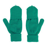Packed Party Decked in Emerald Rhinestone Beanie and Mittens Set - Double-Layer Rib Knit with Multicolor Rhinestones and Fingerless Gloves, One Size Fits All