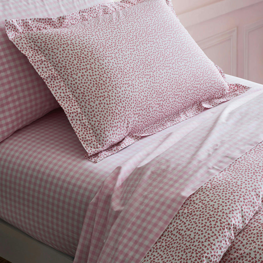 Luxe Premium Percale Bed Sheets in Pink Gingham