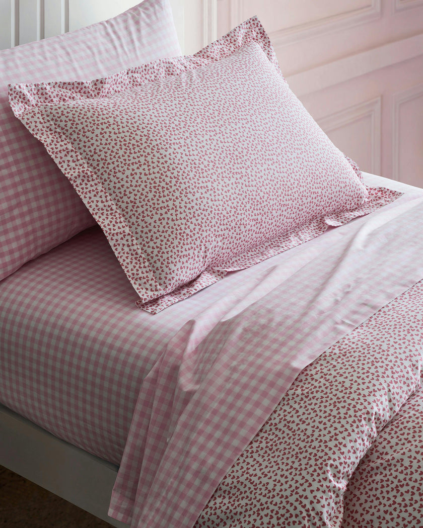 Luxe Premium Percale Bed Sheets in Pink Gingham