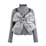 Gray Melina Bow Ruffle Set