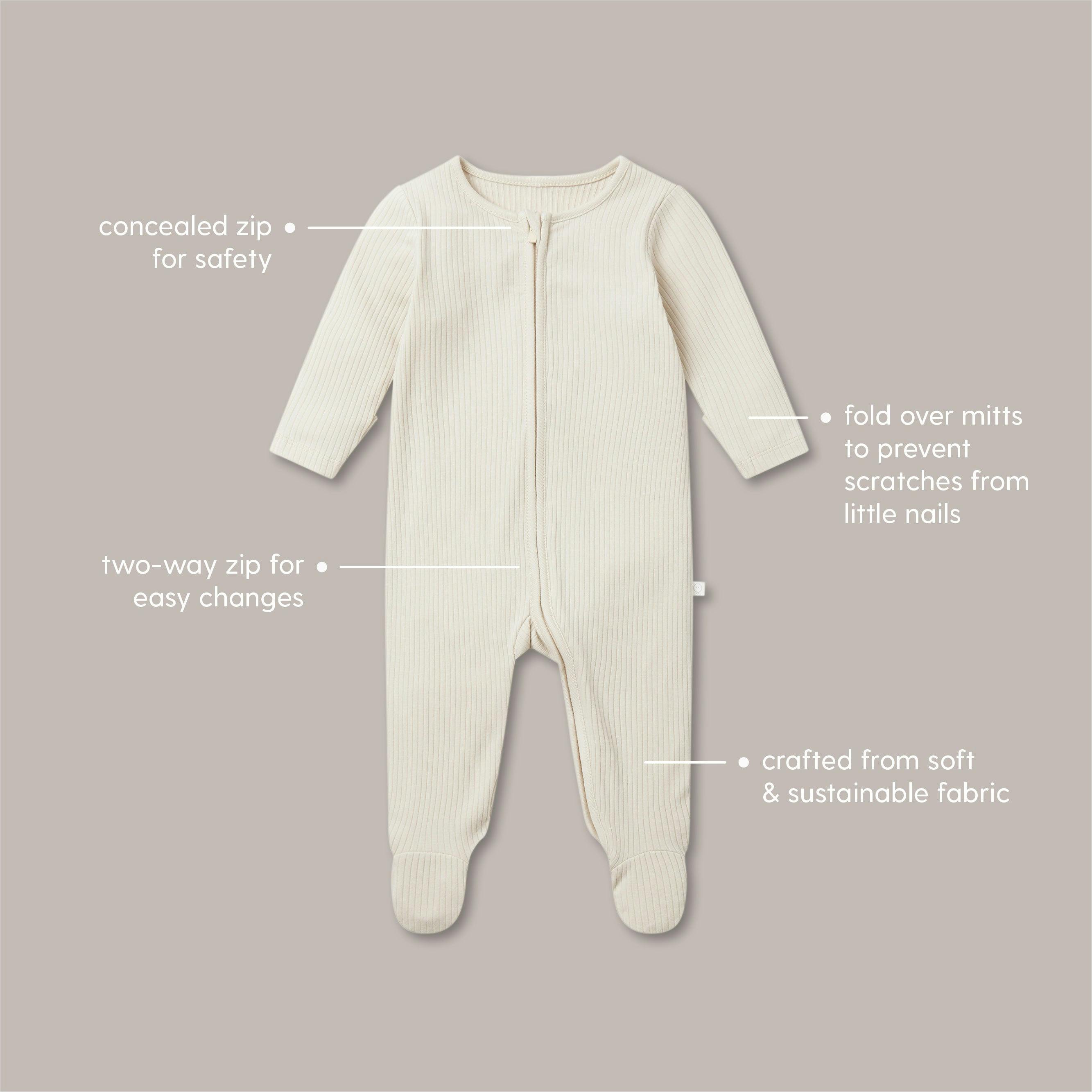 Ribbed Clever Zip Footed Baby Pajamas